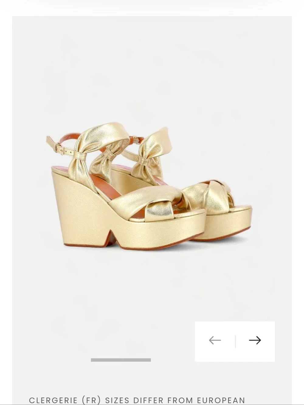 Robert Clergerie Metallic Gold Knotted Platform Wedges